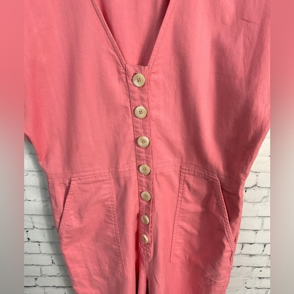 Madewell Womens Coverall Button Up Jumpsuit Pink Wide Legs Pockets Size 4 - Picture 5 of 12